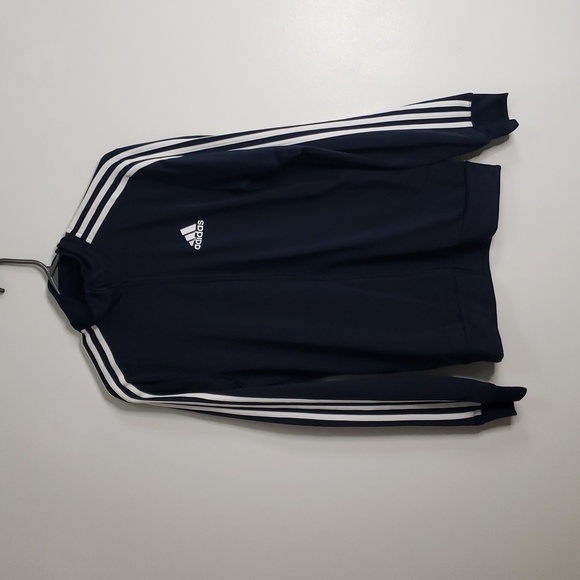adidas Jackets & Blazers - Adidas NWT blue zip up with white stripes S 18"